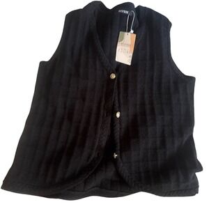 Elegant Black Button-Up‎ Vest new size Large btfbm